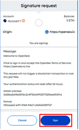 OpenSea Signature Request